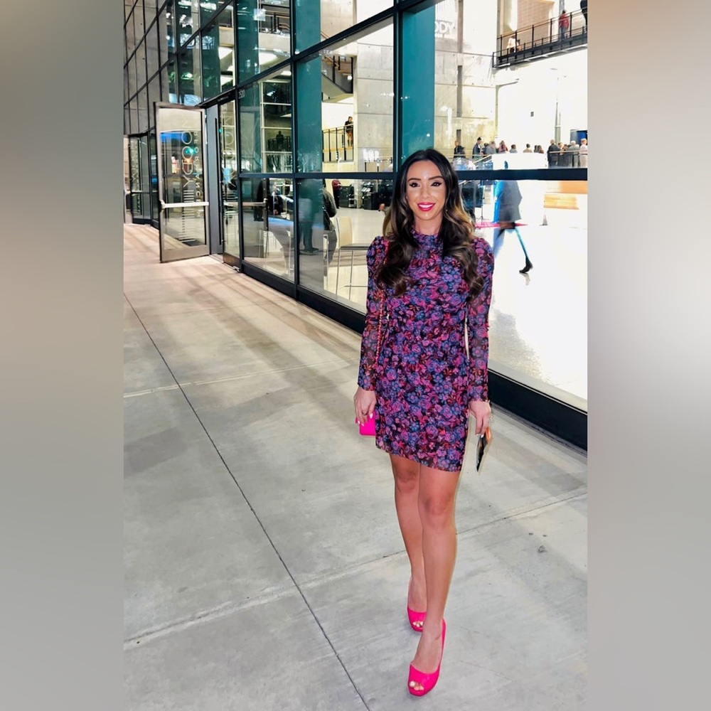 🌸 MISA LOS ANGELES (REVOLVE) Stormi Long Sleeved Mini Dress. Purple Tulle. XL